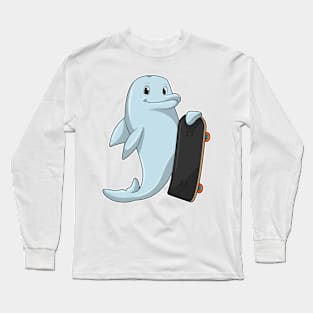 Dolphin as Skater with Skateboard Long Sleeve T-Shirt